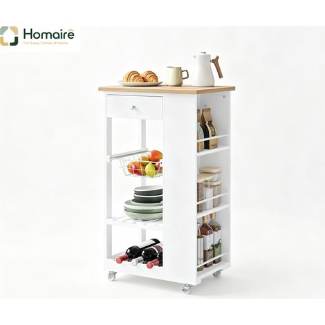 Desserte de cuisine blanche 56, en blanc bois 56.5 x 37 x 87 cm HOMAIRE (1/5)