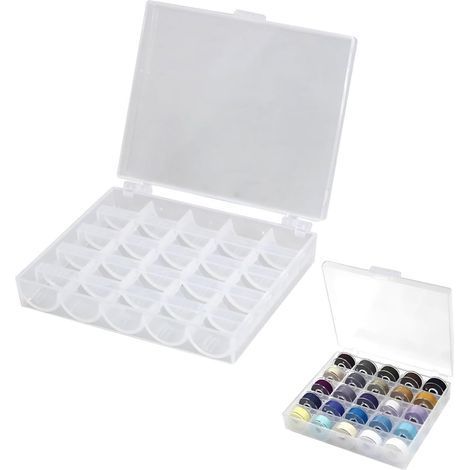1pcs De 25 Fentes Vides Bobines Bobines Boîte,Boîte En Plastique De Rangement De Récipient De Support De Canette,Plastique Couture Artisanat Boîtier,Convient Pour Le Stockage Des Bobines (1/5)