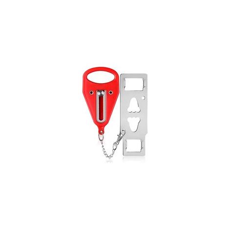 Tragbares Doppelloch-Türschloss, Diebstahlsicherung, Metall-Sicherheitsriegel für Spinde, Zuhause, Schlafzimmer, Hotel, 1 Stück (rot) - Crezuo