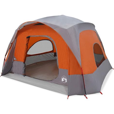 vidaXL Tienda de campaña familiar 6 personas impermeable gris naranja (1/2)