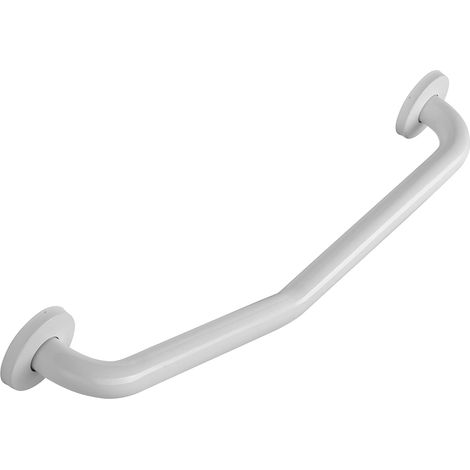 Croydex White Angled Grab Bar Hand Rail, Stainless Steel Shower Handle, 600mm (1/6)