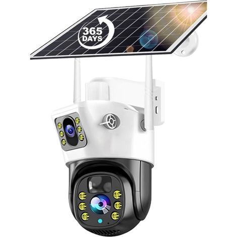 Caméra de sécurité à Domicile Caméra Solaire 4G Sim 8MP 4K, vidéo d'extérieur à Faible Puissance, Vision Nocturne, Audio bidirectionnel, PIR CCTV IP, avec Panneau Solaire(4MP Add 32GB Card) (1/5)