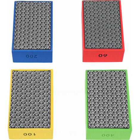 Lot de 4 disques de polissage diamantés à main avec support en éponge, grains 60, 100, 200 et 400, pour ponçage à sec ou humide, pour verre, bois, céramique, marbre, métal et carrelage. (1/5)