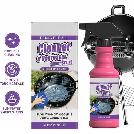 Grillreinigungsspray, 120 ml – Kraftvoller Entfetter, entfernt Fett und Kohlerückstände – Reinigt schnell hartnäckigen Schmutz – Wirksames Reinigungsmittel