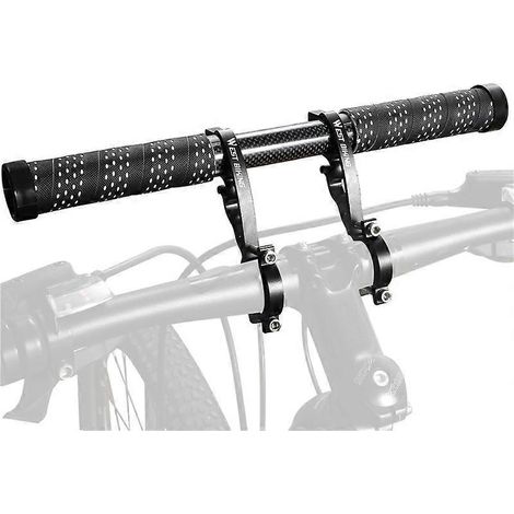 WEST BIKING Extension de guidon de vélo en fibre de carbone avec support à double fixation pour éclairage de vélo (1/5)