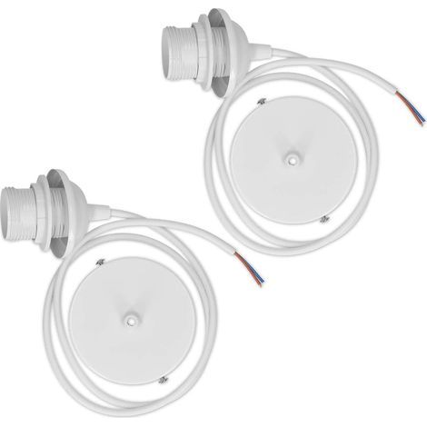 2x câble électrique pour lampe - Câble avec douille E27 et anneau de fixation - Suspension pour luminaire de plafond (1/5)