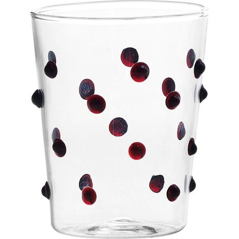 Zafferano Lot De 6 Verres Party Tumbler Junior En Verre Borosilicaté Rouge, Design À Pois Artisanal Pour Service De Liqueurs Et Sauces De Table