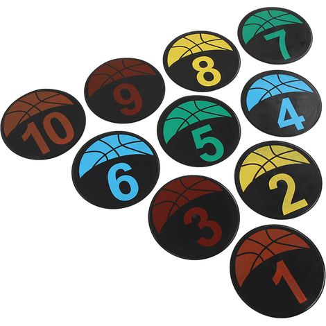 Marquages au sol numérotés, cônes plats numéros 1 à 10, lot de repères pour football, basket, entraînement de vitesse et d'agilité (1/5)