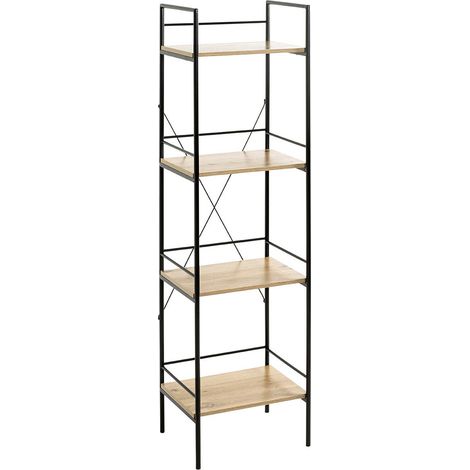 Étagère Design 4 Niveaux "Edgar" 130cm Naturel & Noir