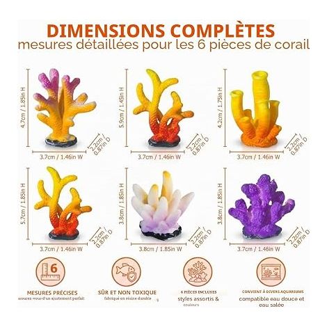 Artificial Coral Ornaments, Artificial Aquarium Plants, Aquarium Decoration Accessories for Fish, Synthetic Resin Plants, Colorful Aquarium Decoration (1/4)