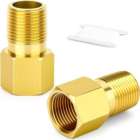 2 pièces raccords de tuyau en laiton, filetage femelle à mâle 3/8" BSP, adaptateur d'extension pour raccord droit de 35 mm de long, connecteur réducteur pour drainage (1/5)