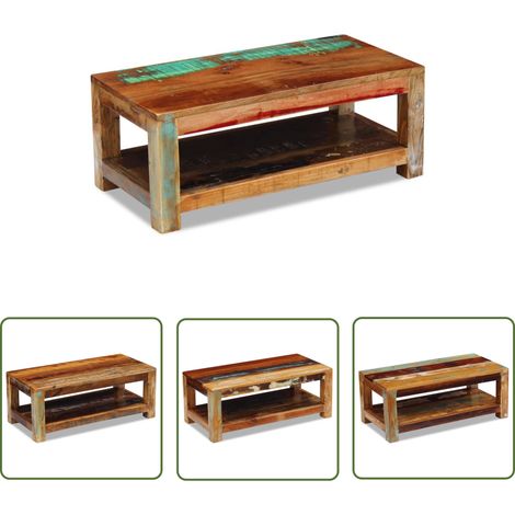 The Living Store Table basse Bois de récupération massif 90x45x35 cm - Table Basse Vintage - Table Basse Design - Table Basse Industrielle - Table Basse Rustique - Meubles En Bois Récupéré (1/5)