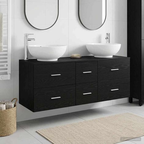 vidaXL Bathroom Furniture Set 3 pcs Black 129 x 44.5 x 80 cm (1/5)