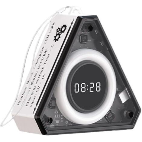 Veilleuse portable rechargeable USB, lampe de lecture LED pour bureau, veilleuse tactile pour chambres de salles d'étude (blanche avec horloge) (1/5)