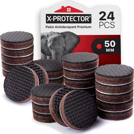 24 - Patin En Caoutchouc - Patin Antiderapant - Adhésif Robuste Pour Meubles - Protection Sol Bois Et Stratifié - Noir - 50 mm (1/5)
