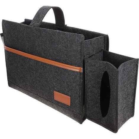 Hängeaufbewahrungsbeutel aus Filz für den Nachttisch, ideal zur Organisation von Studentenutensilien im Wohnheim. – 34,5 x 24 x 10,5 cm – Dunkelgrau (1/3)