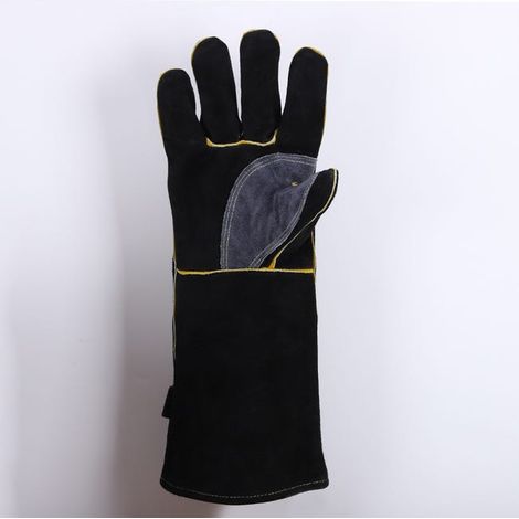 Extrem feuer- und hitzebeständige Handschuhe, Leder mit Kevlar-Nähten, perfekt für Kamin, Herd, Ofen, Grill, Schweißen, Barbecue, MIG, 35 cm