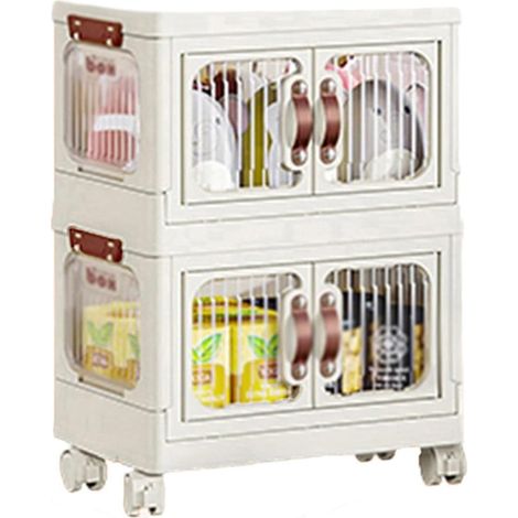 TrAdE Shop Traesio - Contenitore Portaoggetti In Plastica Con Coperchio Pieghevole A Doppia Porta Armadio - (1/5)