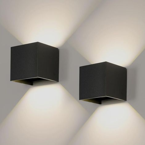 Lot de 2 Applique Murale LED Extérieure et Intérieure, Luminaire Moderne Up Down pour Chambre et Salon(Noir,6W,Lumière Neutre 4000K) (1/5)