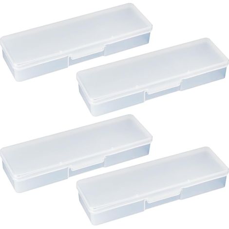 Set mit 4 transparenten Aufbewahrungsboxen aus Kunststoff – Organizer für Maniküre und Pediküre – Für Nagelstudios und Nagelstudios – 18,3 x 5,1 x 3,1 cm (1/3)