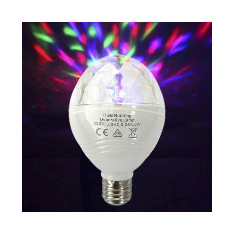 Bombilla LED RGB EDM E27 3W Multicolor con Rotación 360° Ø8x13cm