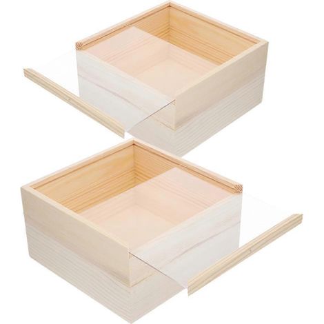 Boîte de rangement en bois brut avec couvercle coulissant – Organiseur en bois et acrylique pour loisirs créatifs, souvenirs et objets du quotidien – Protection contre l'humidité et accès facile (1/5)