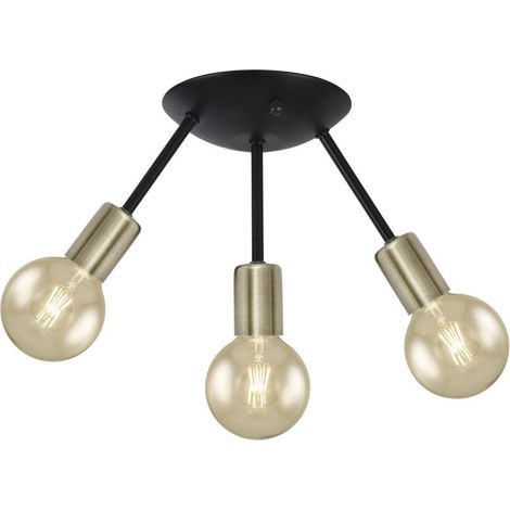 Plafón 3 luces modelo Tripoli acabado negro-cuero 33 cm(alto)20 cm(ancho)20 cm(largo) (1/2)