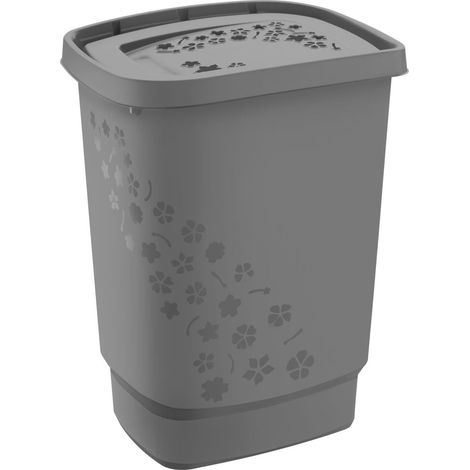 Rotho Wäschesammler Flowers, 55 l anthrazit Wäschebehälter