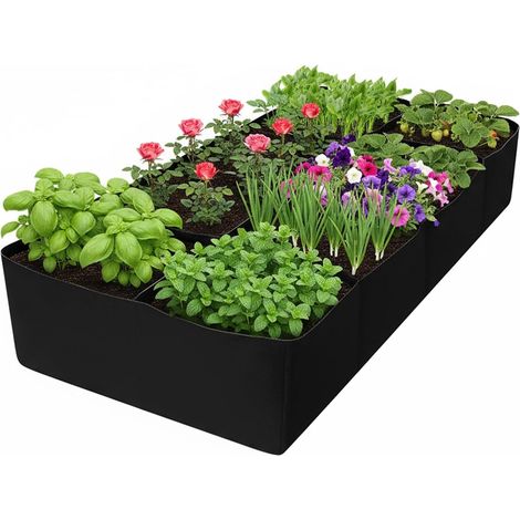 8 Grilles Sacs de Culture pour Plantes, 180CM x 90CM x 30CM Jardinière Surélevée en Tissu Non Tissés Respirants Conteneurs de Jardin Épais avec Poignée pour Fleurs Légumes Fruits (1/5)