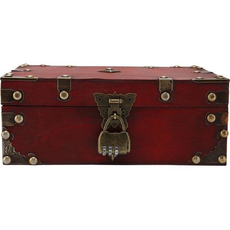 Boîte à bijoux en bois de style vintage, grande capacité, durable, multifonctionnelle, verrouillable, adaptée à une utilisation à la maison et au bureau.