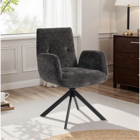 Poltrona girevole imbottita nera dal design moderno, 120 kg, OKWISH (1/5)
