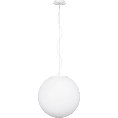 Merano Lafayette 40cm Globe Suspension Plafonnier Verre Opale, Métal Blanc LED E27
