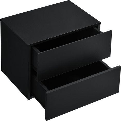 Mesita de noche mueble de pared 2 cajones 40 cm negro 030000824