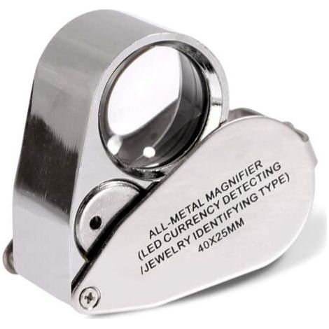 40-fache Juwelierlupe, faltbare Lupe zur Schmuckbetrachtung mit beleuchtetem LED-Licht (LED-Banknotenerkennung / Juwelierlupentyp) (1/4)