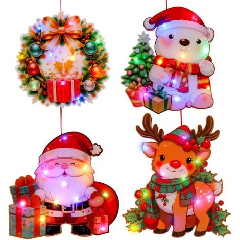 Décoration de porte lumineuse Père Noël, guirlandes lumineuses de Noël à faire soi-même, décorations de bonhomme de neige (1/5)