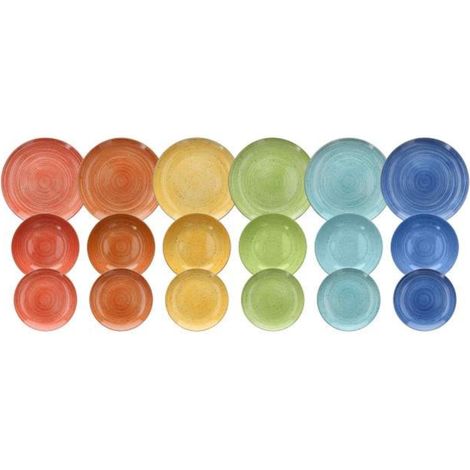 Service de vaisselle pour 6 personnes, 18 pièces, porcelaine, multicolore (1/4)