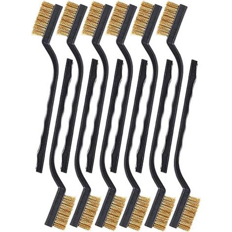 Brosse à fente à long manche - 12 pièces - Mini brosses métalliques - Brosses de nettoyage industrielles pour la rouille et le nettoyage de la peinture - Convient pour les joints et les fentes dans la (1/5)