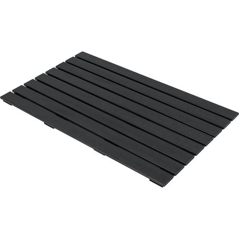 COSTWAY Pedana Doccia in WPC Antiscivolo 100 x 60 cm, Pedana da Bagno Finitura Effetto Legno, Tappetino da Doccia Rettangolare per Vasca e Piscina, da Interno ed Esterno, Nero (1/5)