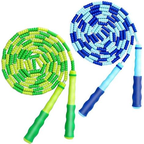 Corde à Sauter - Cordon Tressé Nylon - Perles PVC Souples - Réglable - Sans Enchevêtrement - Pour Enfants Adultes - 2,8 m (1/5)