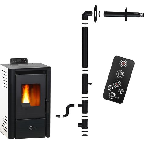 Stufa a pellet Anita 9,4 kW Bianco Sannover + Kit di installazione completo (1/3)