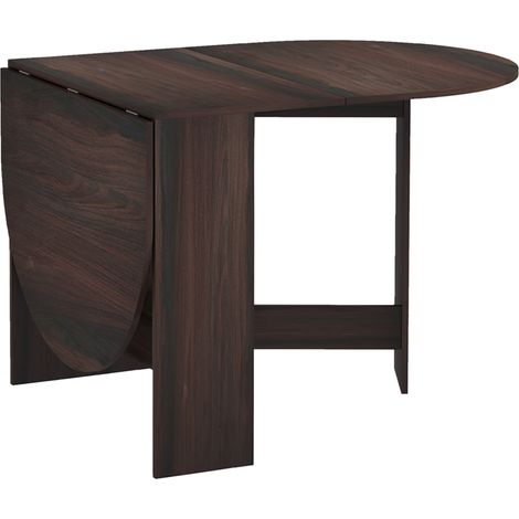 Table pliante à 2 abattants ovales, console en bois peu encombrante, marron (1/5)