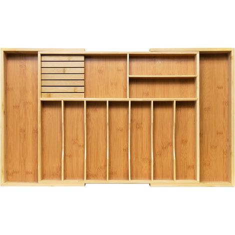 Grand Range couverts pour tiroir en Bambou,Rangement Couverts Tiroir Cuisine Extensible,Organisateur Tiroir en bois (1/5)