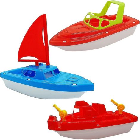 Lot de 3 grands bateaux flottants de 25 cm pour le bain, la piscine et la plage, par 4e's Novelty. (1/5)