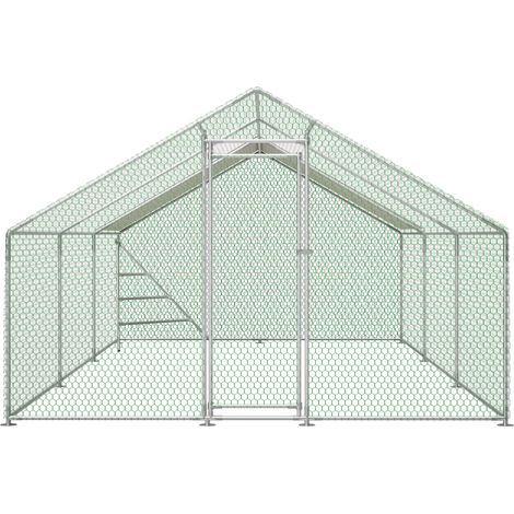 Pajarera para gallinas 3 x 6 m de acero galvanizado con techo y puerta (1/5)