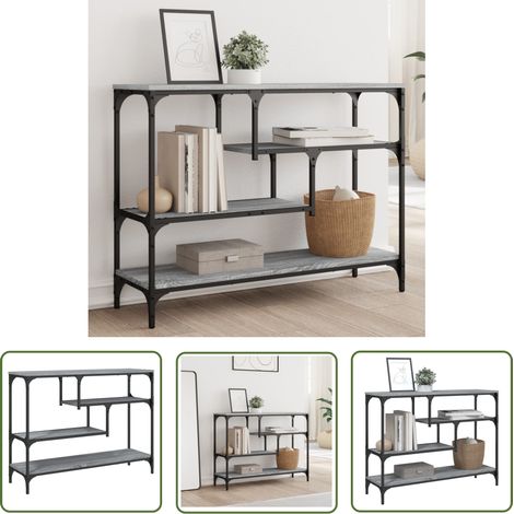The Living Store Table console sonoma gris 100x30x75 cm bois d'ingénierie - Table Basse - Table D'appoint - Meuble D'entrée - Table Console - Table Industrielle (1/5)