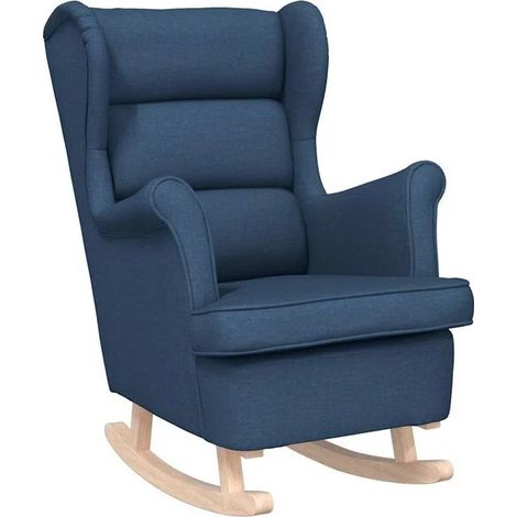 Fauteuil à bascule bleu, 74x90x102 cm, tissu. (1/5)