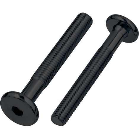 Vite per mobili a testa piatta, nera, M6x45, acciaio zincato, 50 pezzi