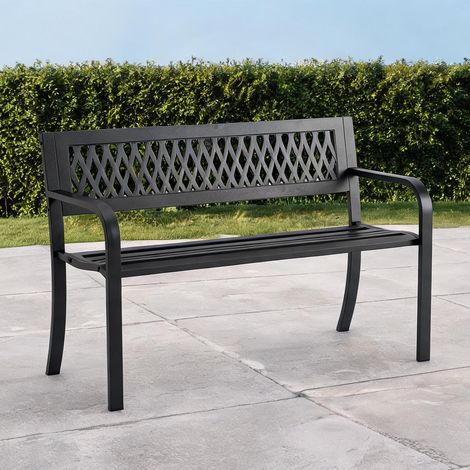Banc de jardin negro en acero Plástico 119 x 50 x 75 cm (1/5)