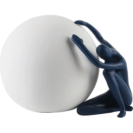 (Homme bleu avec une boule blanche) Tenant une sculpture sphérique, une figurine de style nordique. (1/3)