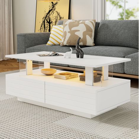 Tavolo da soggiorno LED con cassetti acrilico OKMYHOME (1/5)